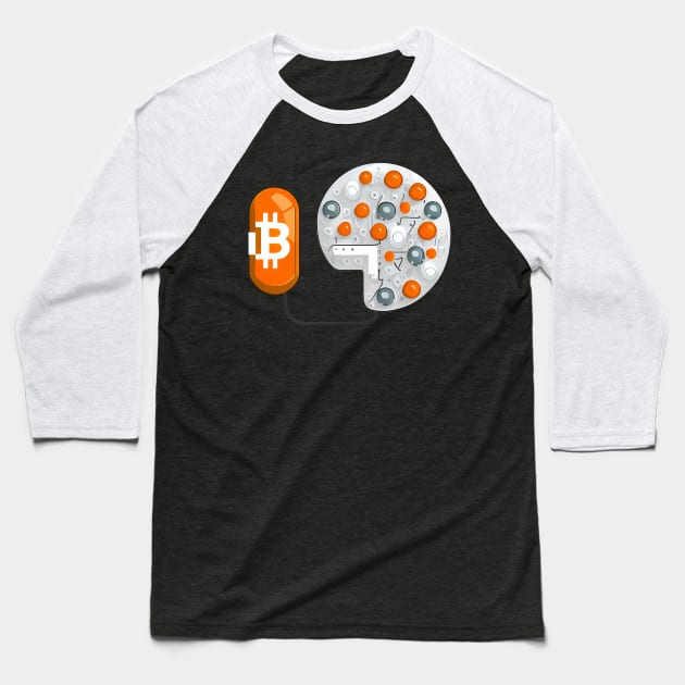 Bitcoin Pill Icon Baseball T-Shirt by About Passion